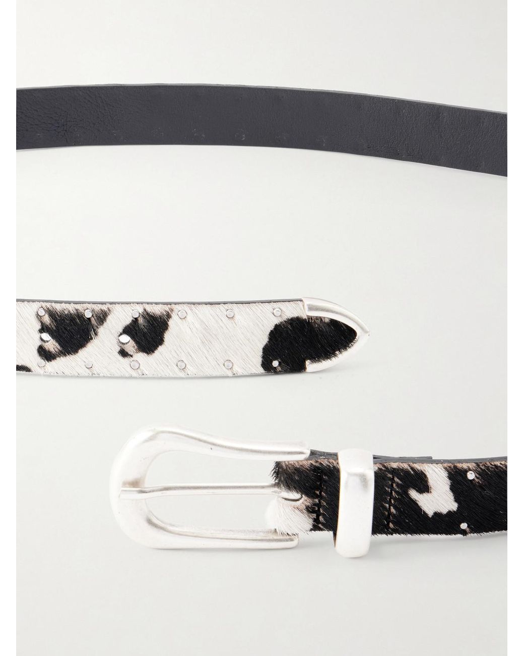 Second Layer Black The Doc 2Cm Studded Calf Hair Belt for men