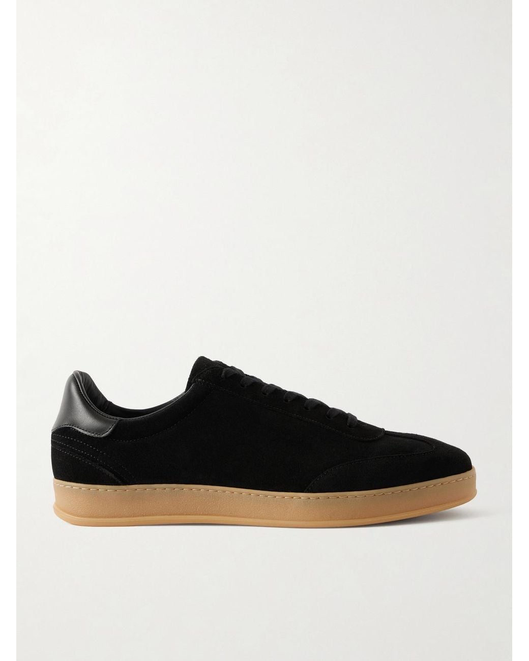 Mr P. Black Leather-trimmed Suede Sneakers for men