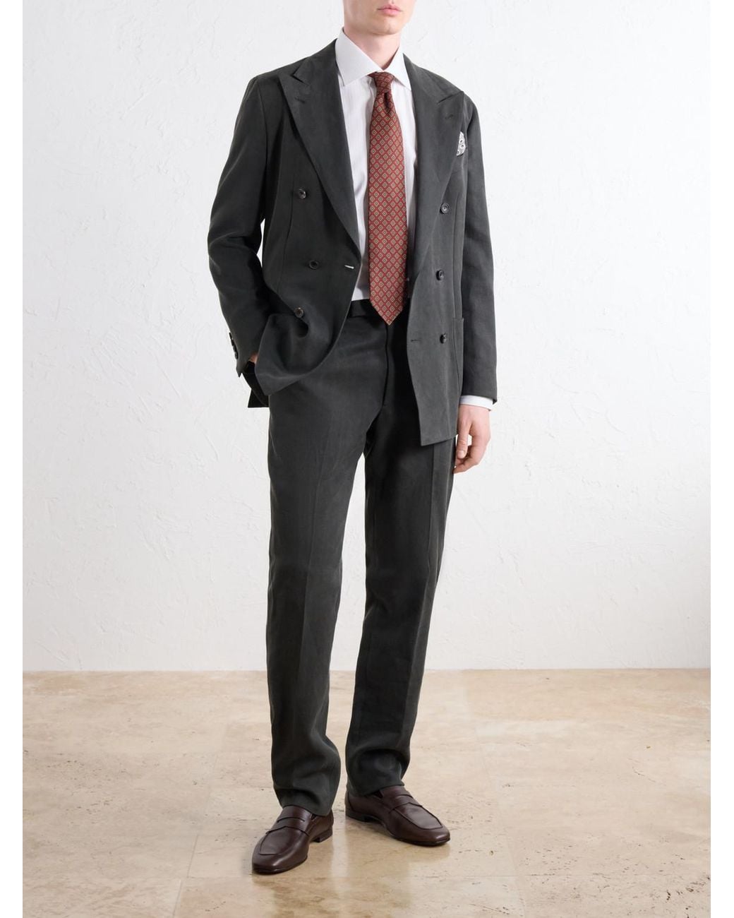 Brioni White William Striped Cotton-twill Shirt for men