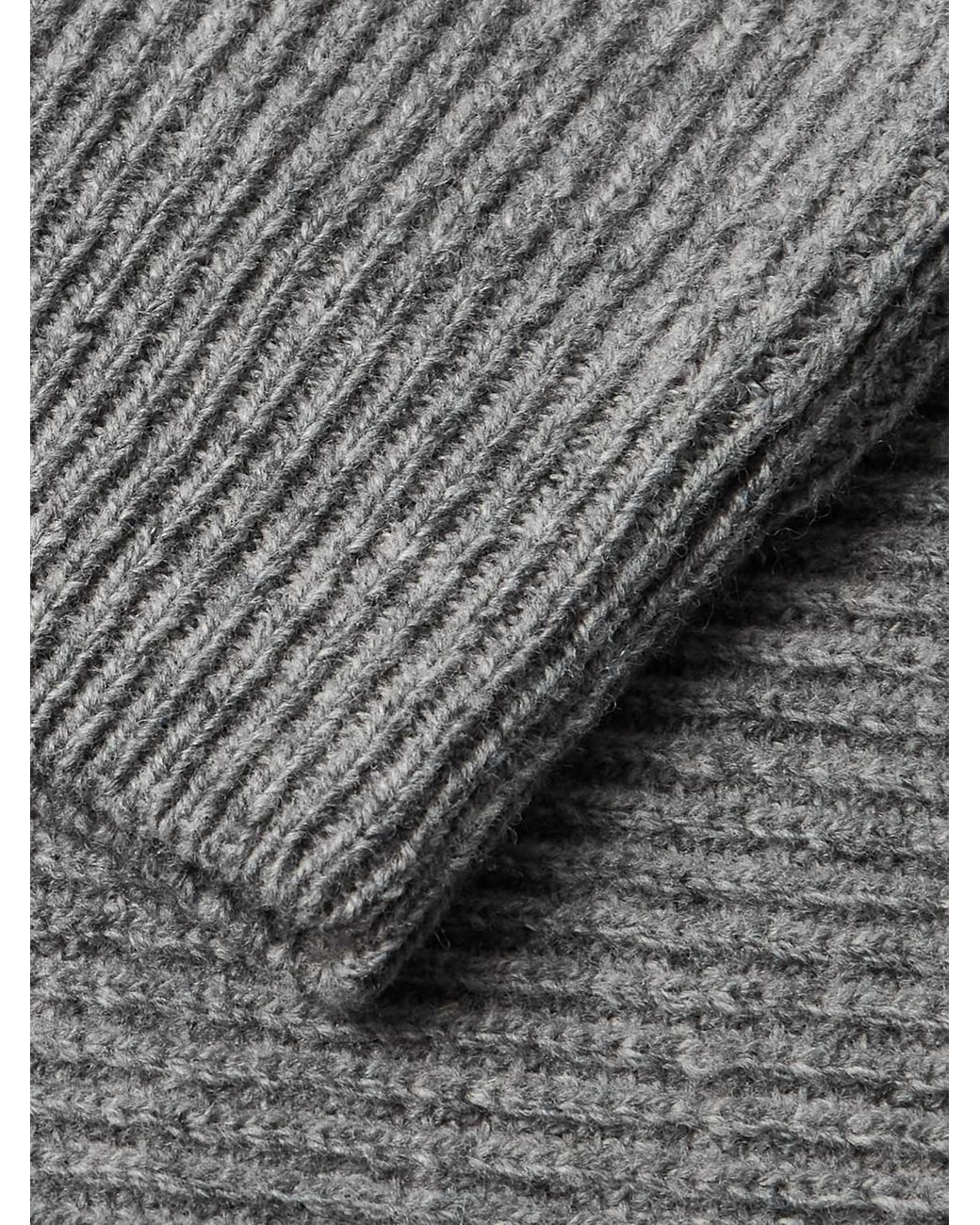 Slowear Gray Incotex Zanone Ribbed Virgin Wool Sweater for men