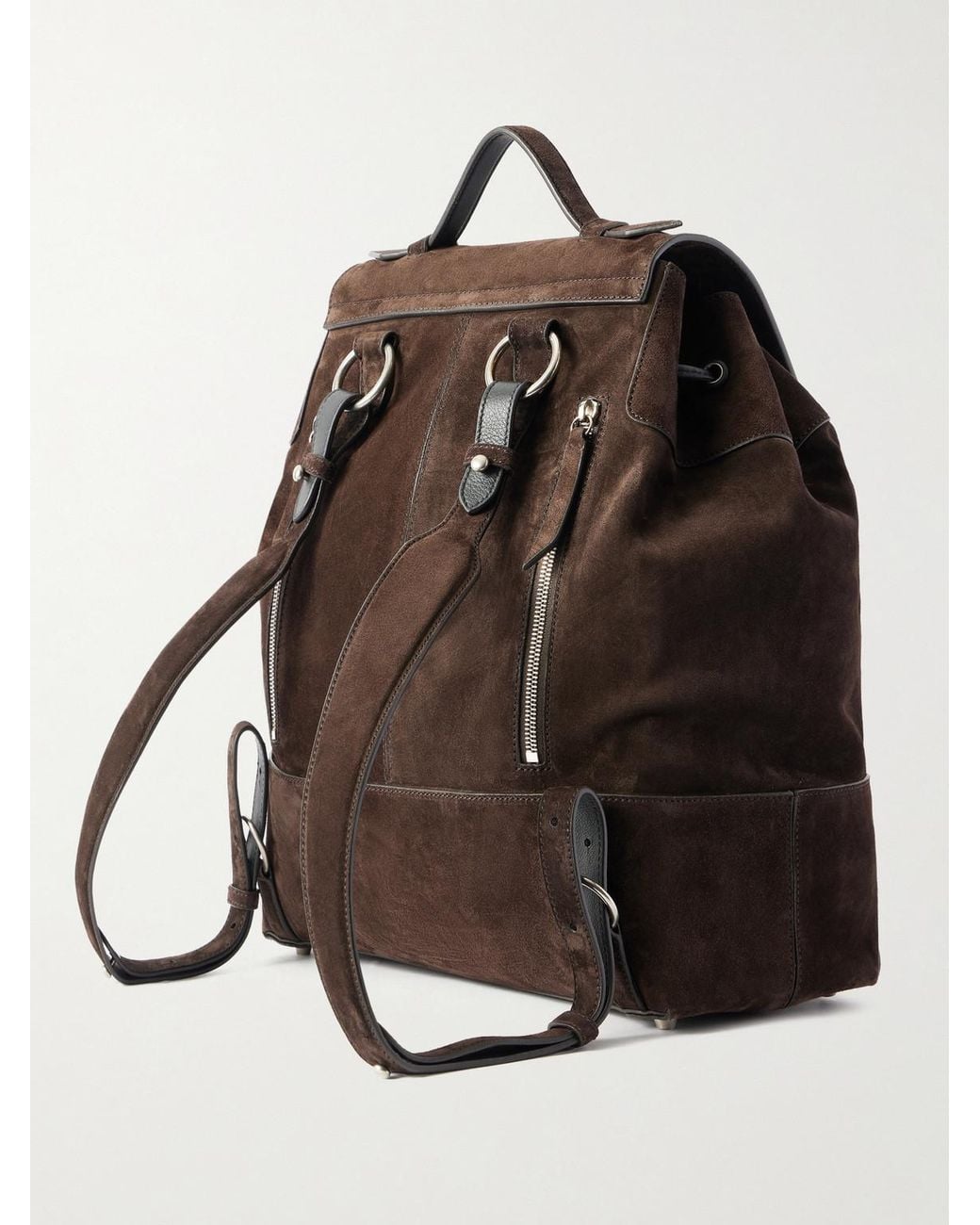 Metier Brown Glide Suede Backpack for men
