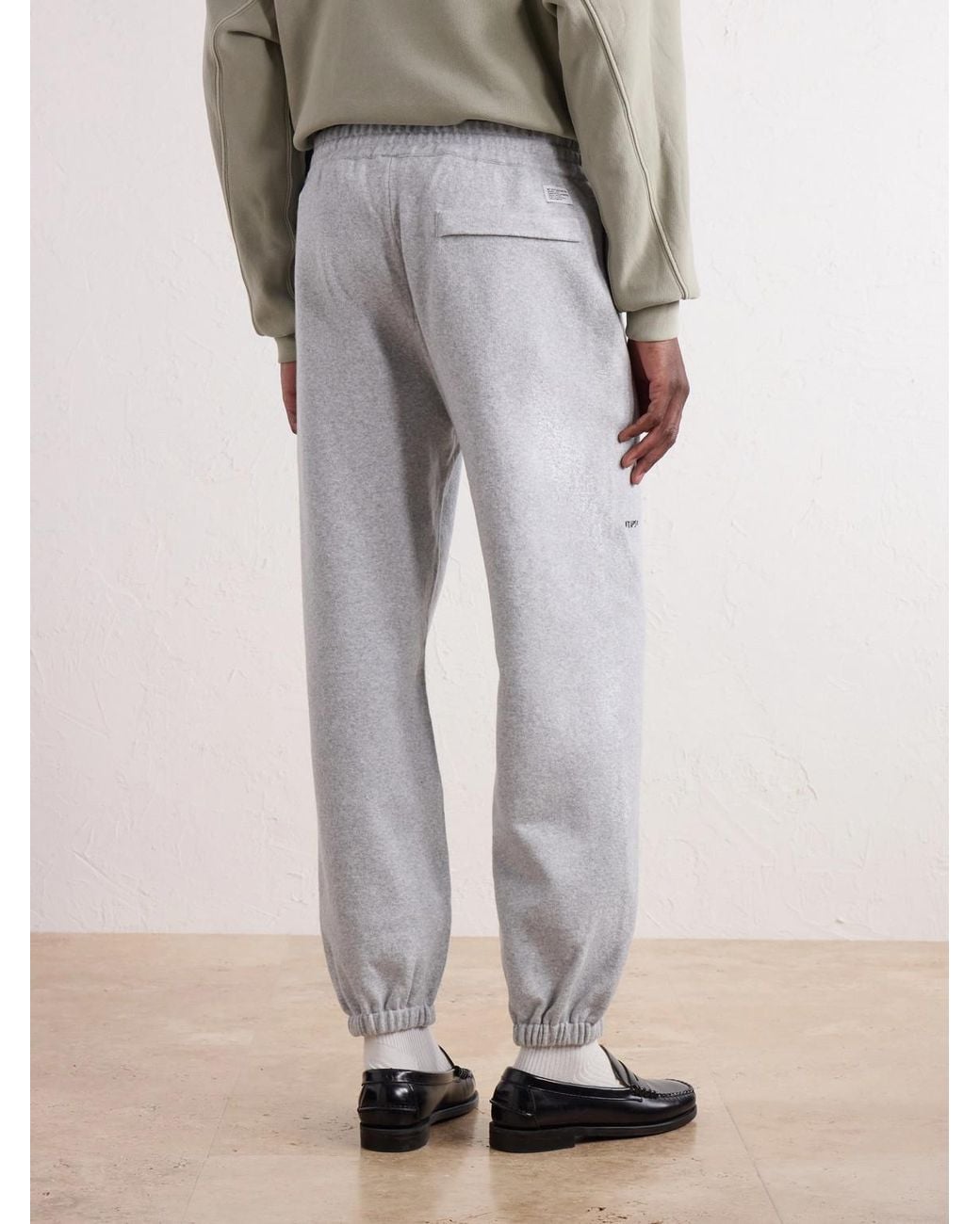 (w)taps White Tapered Logo-embroidered Cotton-blend Jersey Sweatpants for men