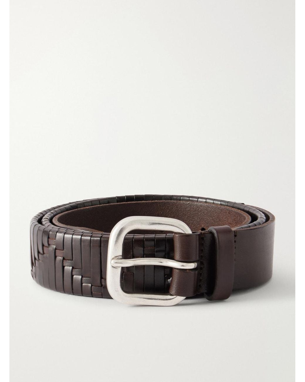 Andersons Brown 3Cm Woven Leather Belt for men