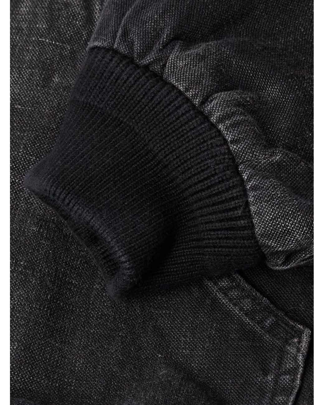 A.PRESSE Black Cotton, Hemp And Silk-Blend Canvas Hooded Jacket for men