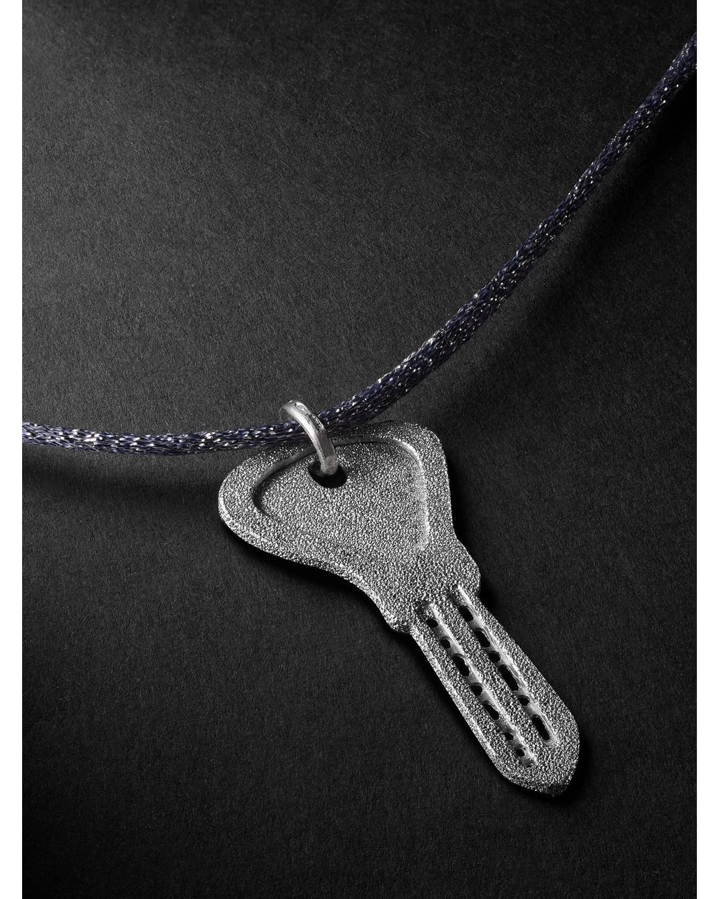 Carolina Bucci Black Florentine Finish Key Lurex Pendant Necklace for men