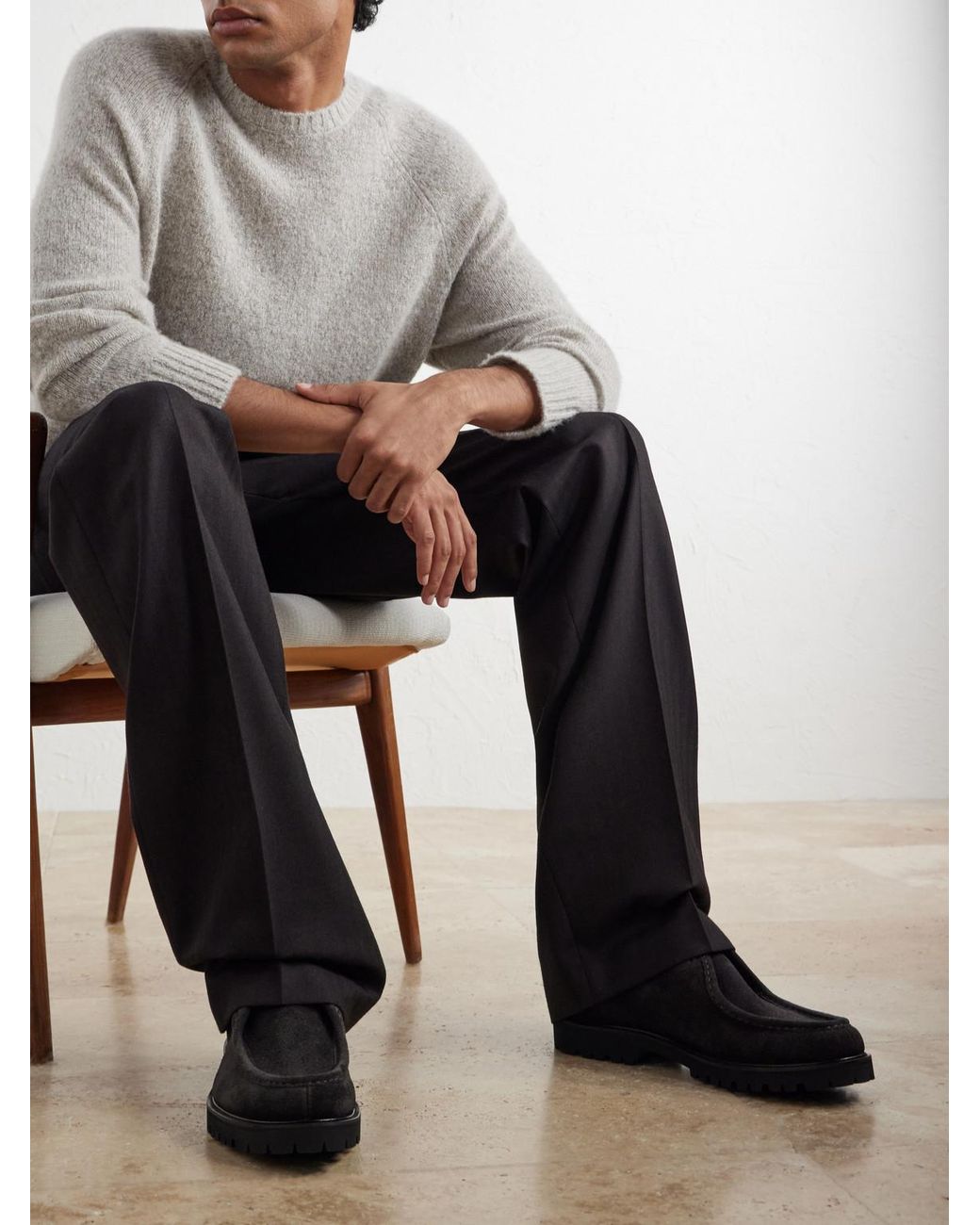Mr P. Black Suede Derby Shoes for men