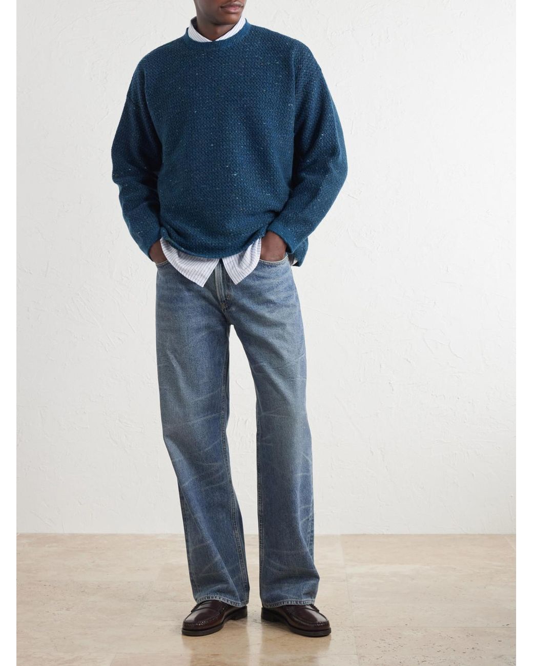 Inis Meáin Blue Tonnta Merino Wool And Cashmere-Blend Sweater for men