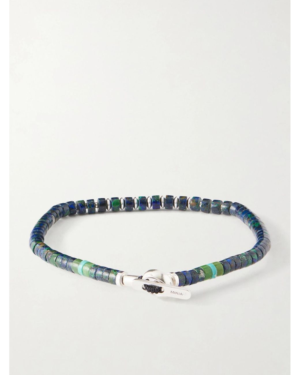 Mikia Metallic Heishi Sterling And Azurite Beaded Bracelet for men