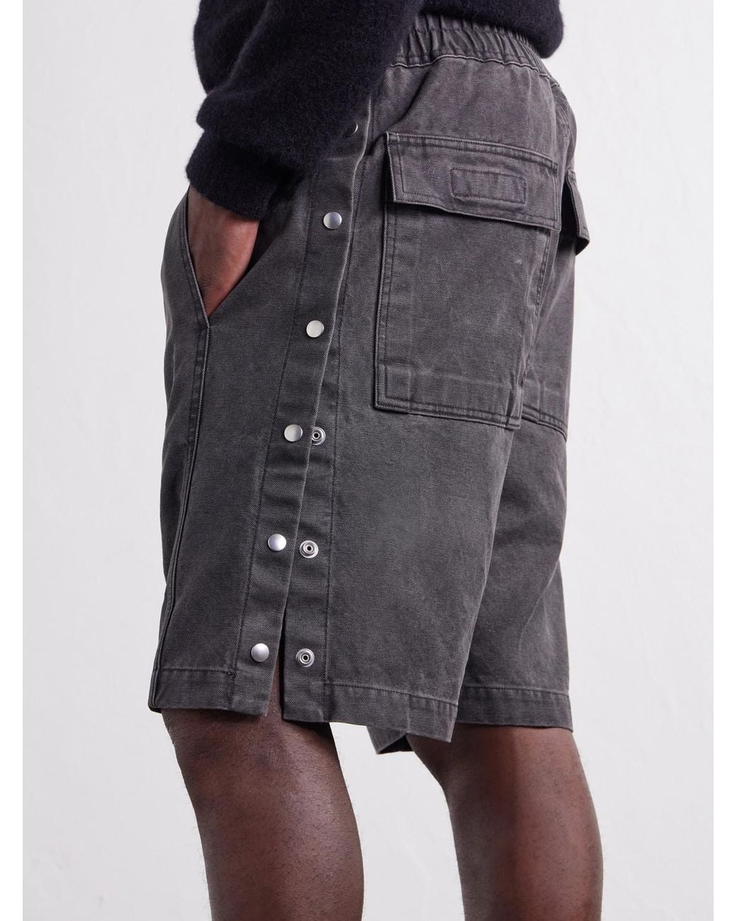 Rick Owens Gray Pusher Straight-Leg Cotton-Canvas Shorts for men