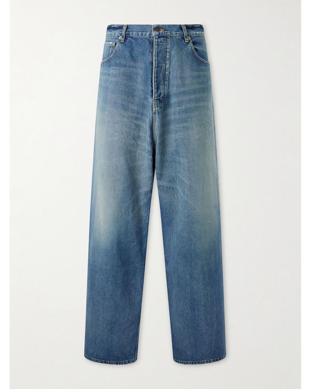 Balenciaga Blue Wide-Leg Distressed Jeans for men