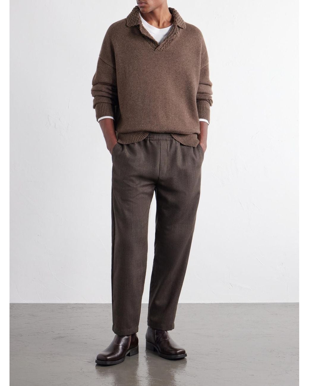 A Kind Of Guise Gray Banasa Straight-Leg Virgin Wool Drawstring Trousers for men