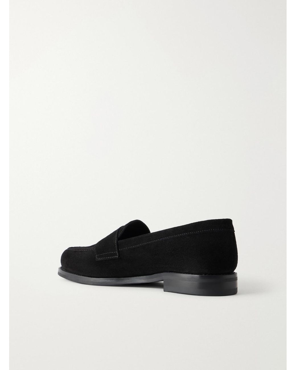 Morjas Black The Ivy Suede Penny Loafers for men