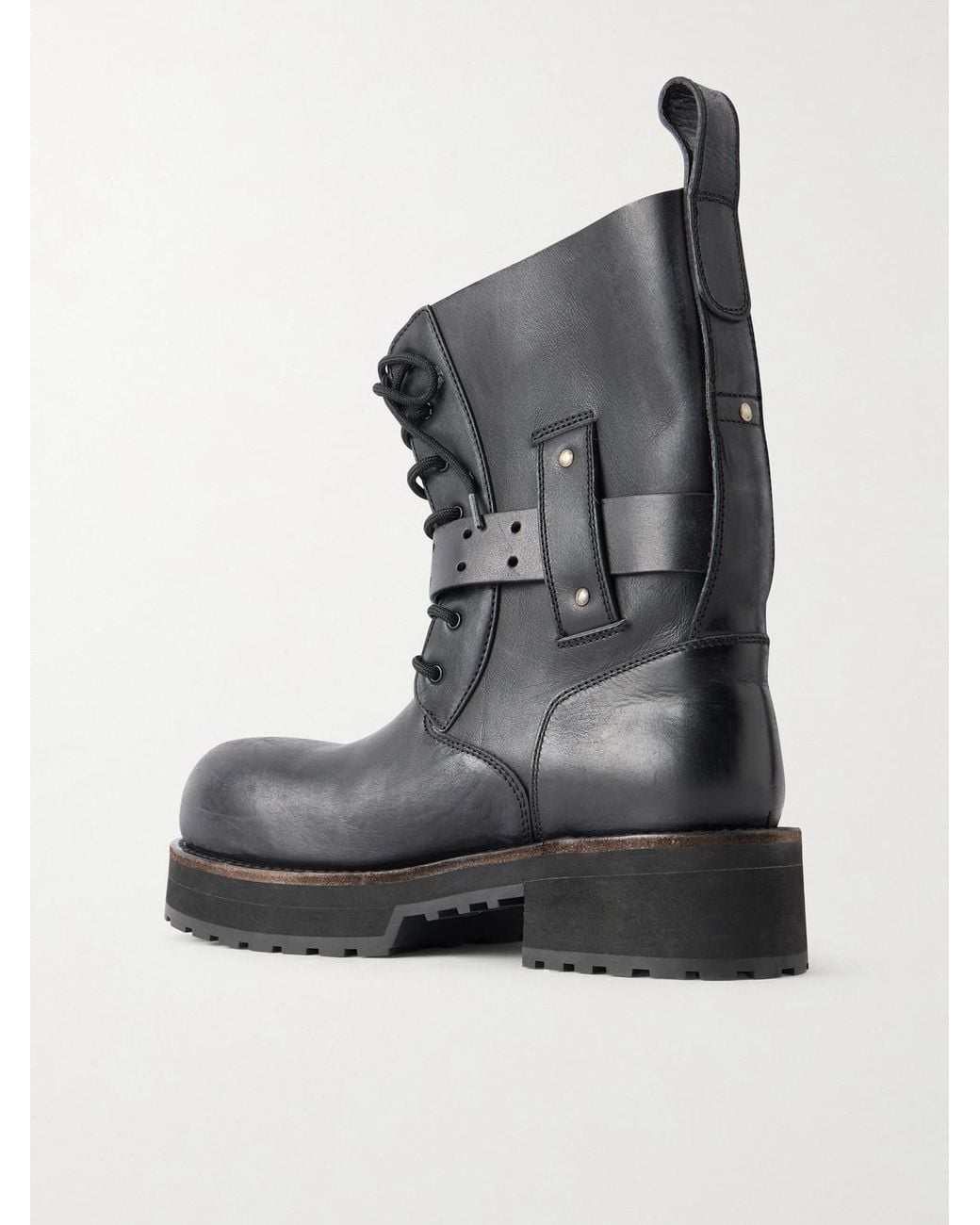 Balenciaga Black Venom Distressed Leather Boots for men