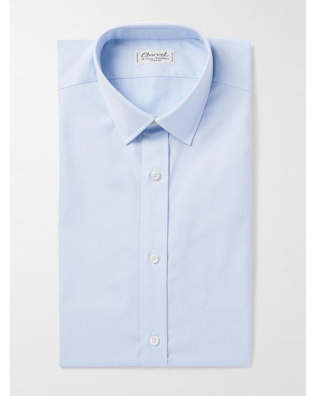 Charvet Blue Classic-Collar Cotton Shirt for men