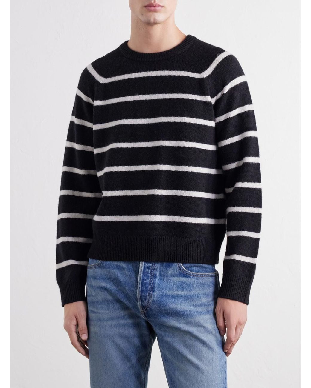 Totême Blue Striped Alpaca And Cashmere-Blend Sweater for men