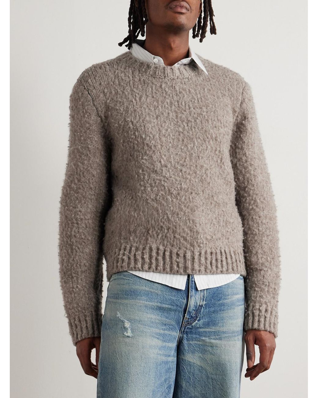 Brushed Wool And Yak-Blend Sweater di Céline in Brown da Uomo
