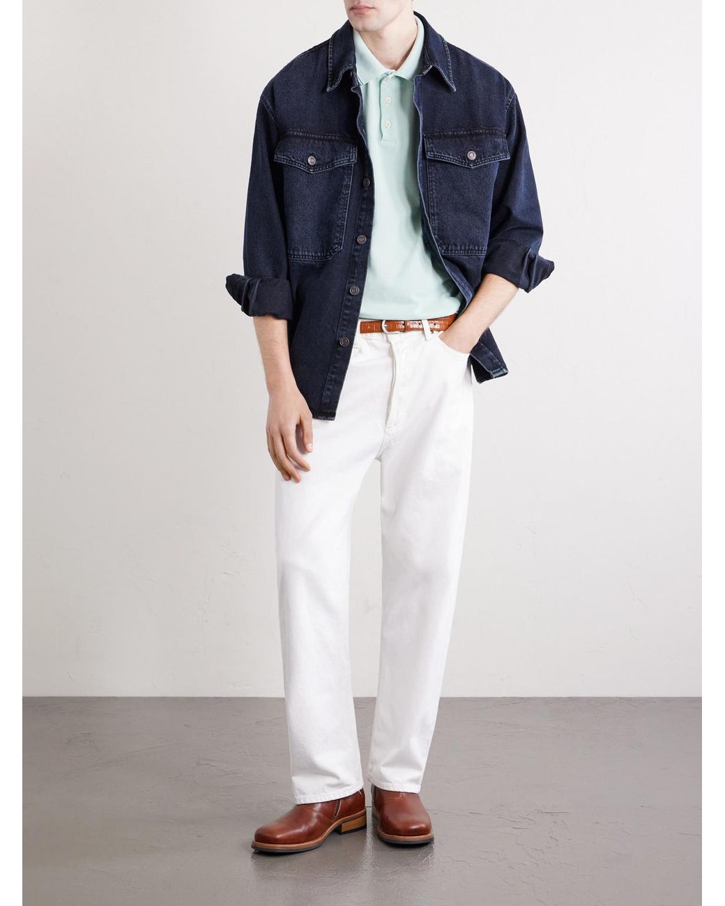 Visvim Blue Mondo Logo-embroidered Cotton-piqué Polo Shirt for men
