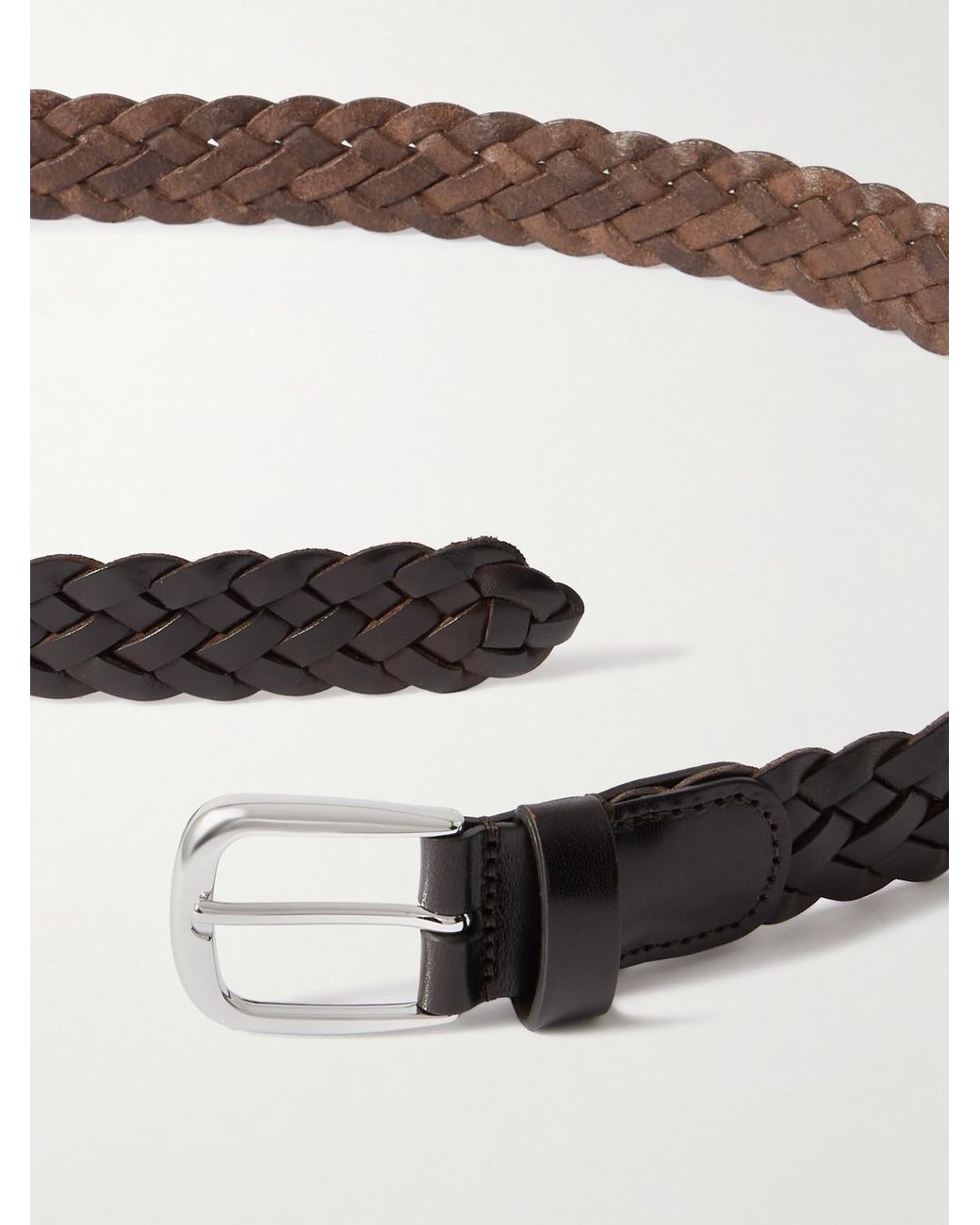 Andersons Brown 3Cm Woven Leather Belt for men