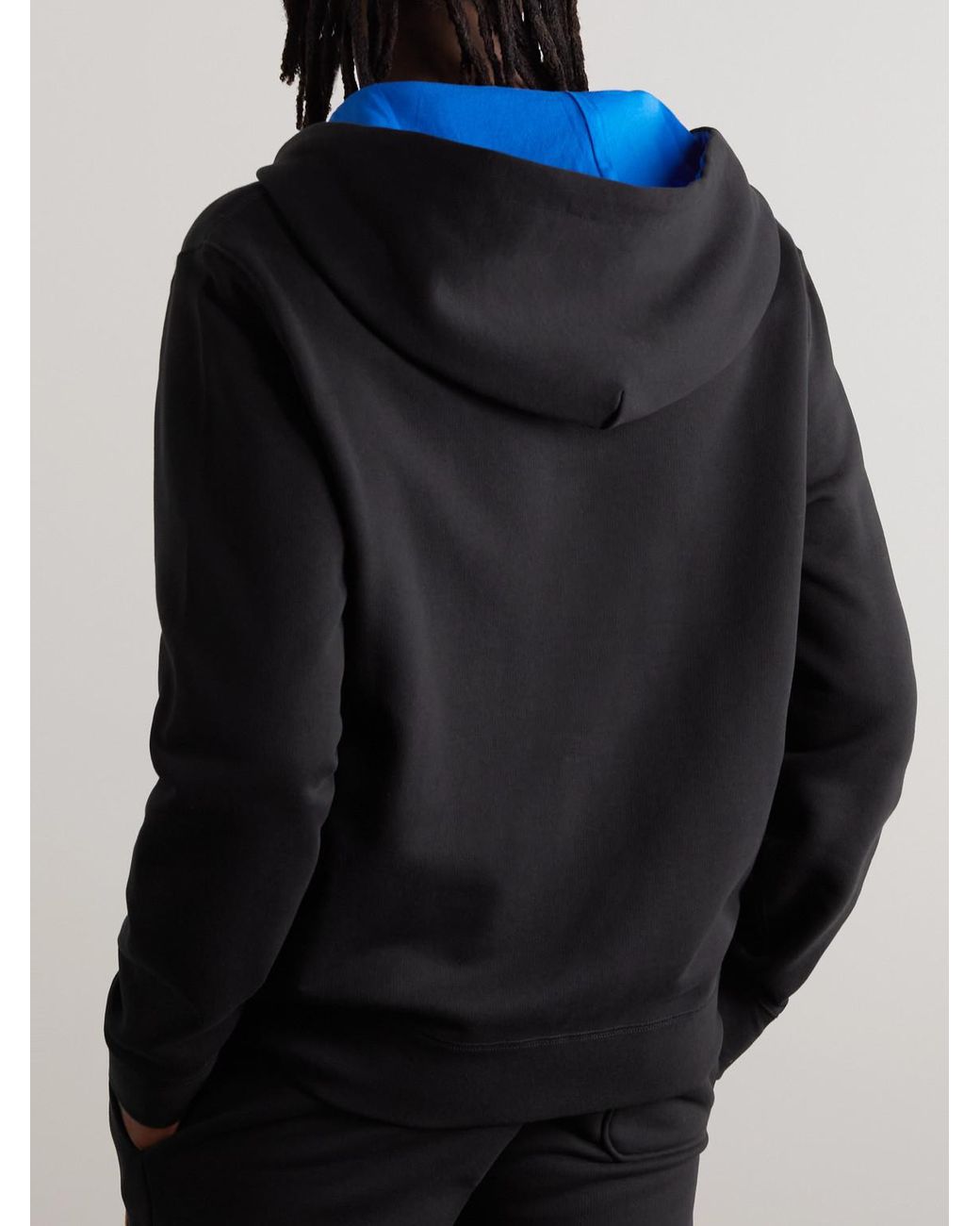 Moncler Blue Logo-Appliquéd Cotton-Jersey Zip-Up Hoodie for men