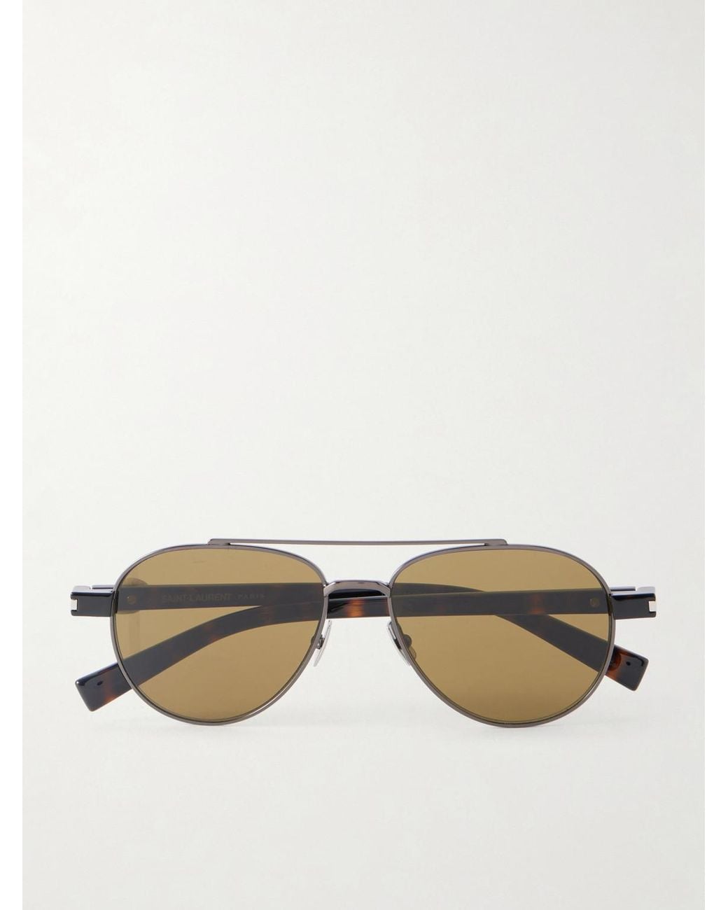 Saint Laurent Natural Double-Bridge Aviator-Style Metal Sunglasses for men