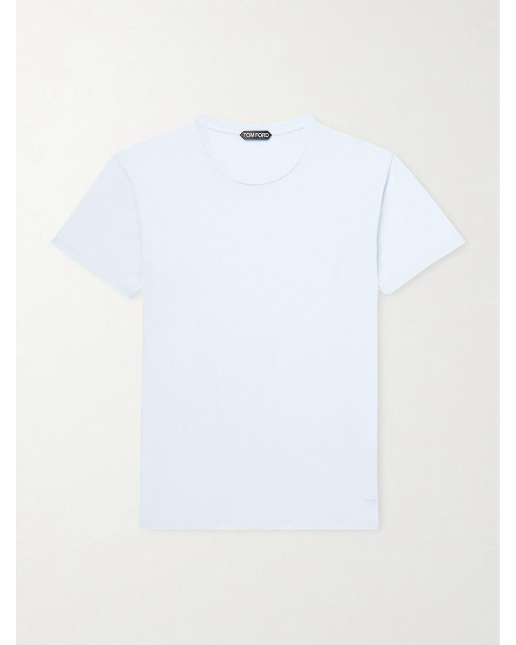 Tom Ford White Slim-Fit Logo-Embroidered Cotton And Silk-Blend Jersey T-Shirt for men