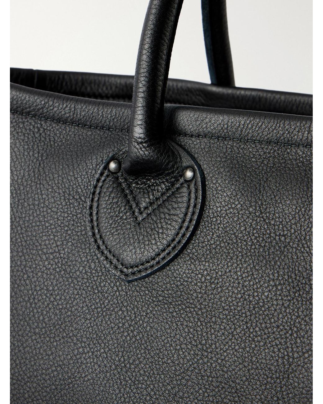 Orslow Black Leather Tote Bag for men