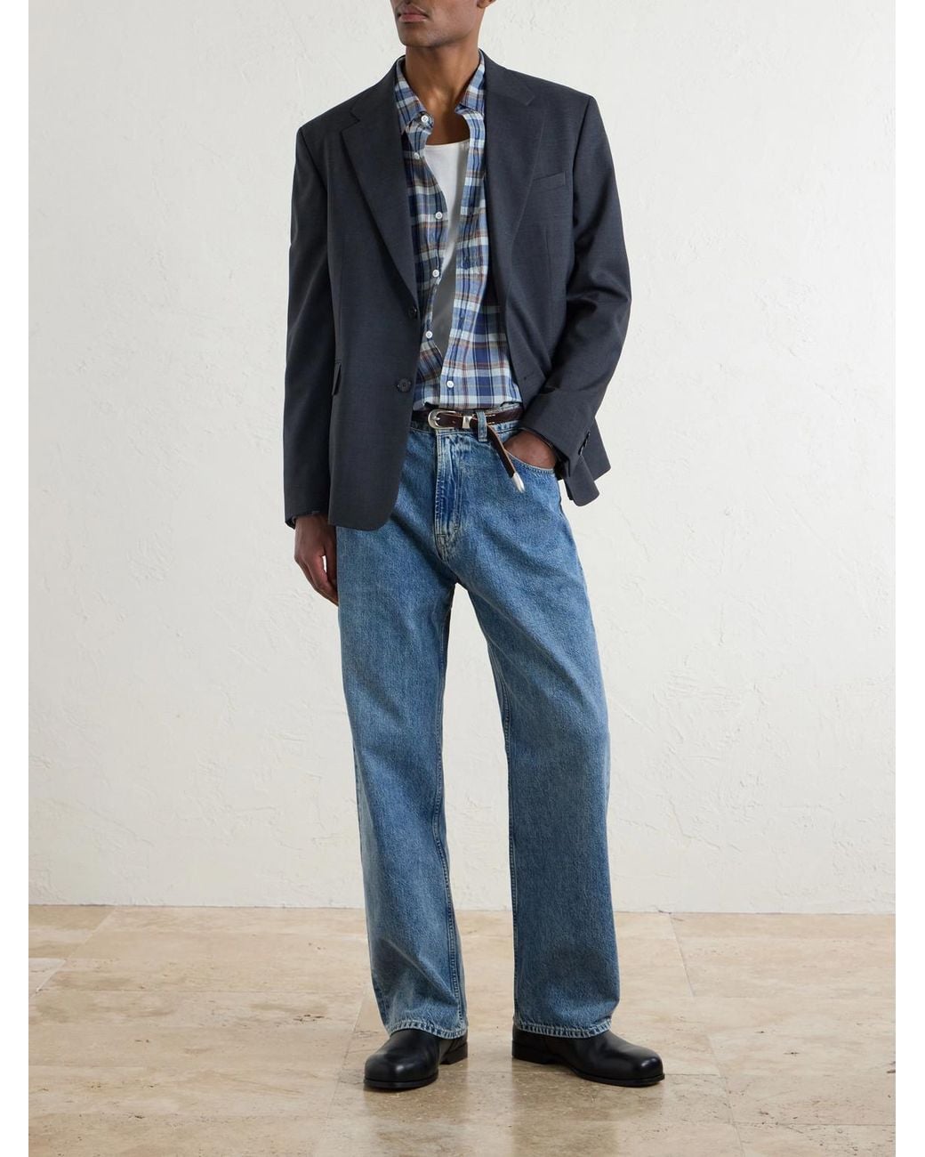 Aimé Leon Dore Blue Checked Cotton Shirt for men