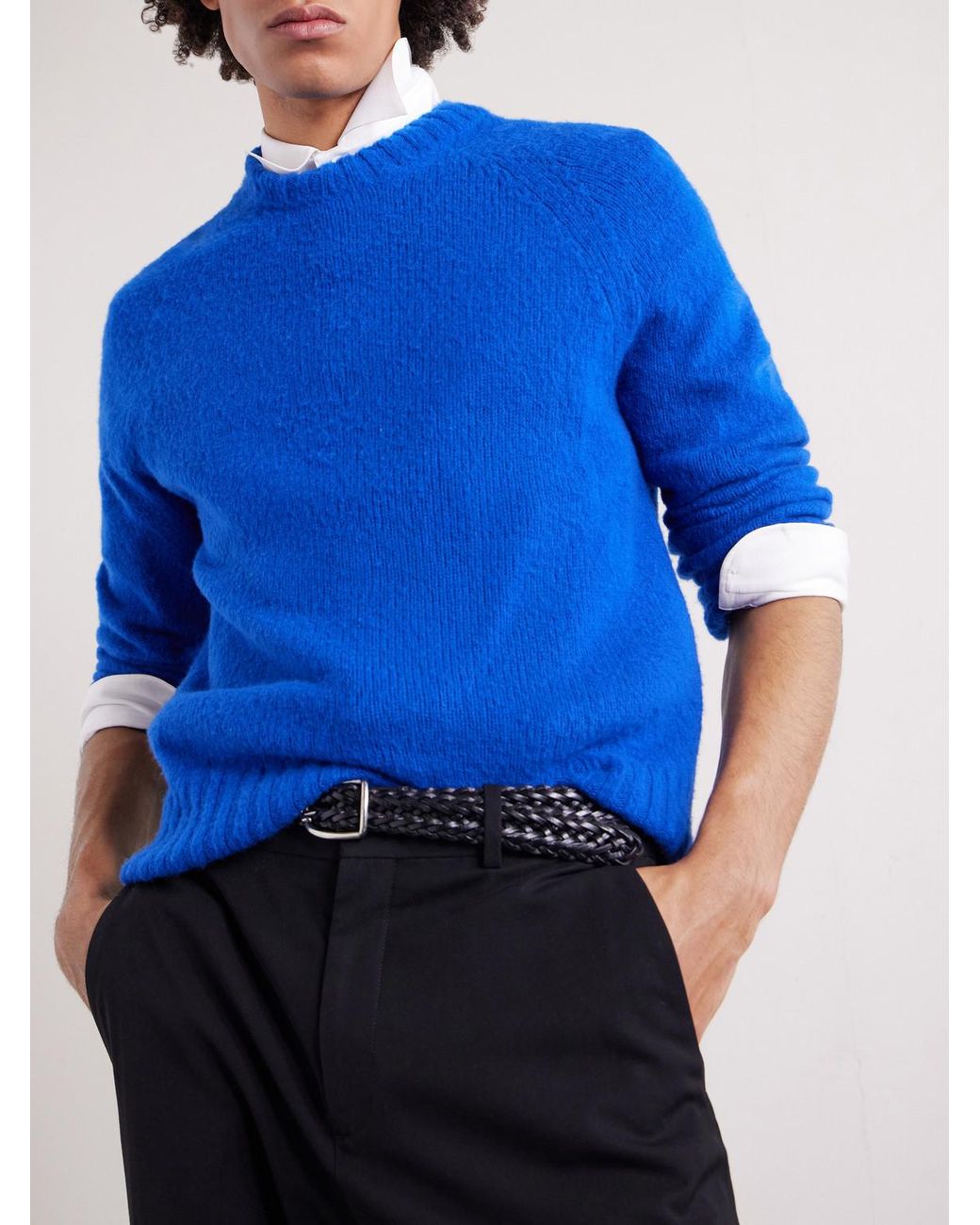 Tom Ford Blue Brushed Cashmere Sweater for men