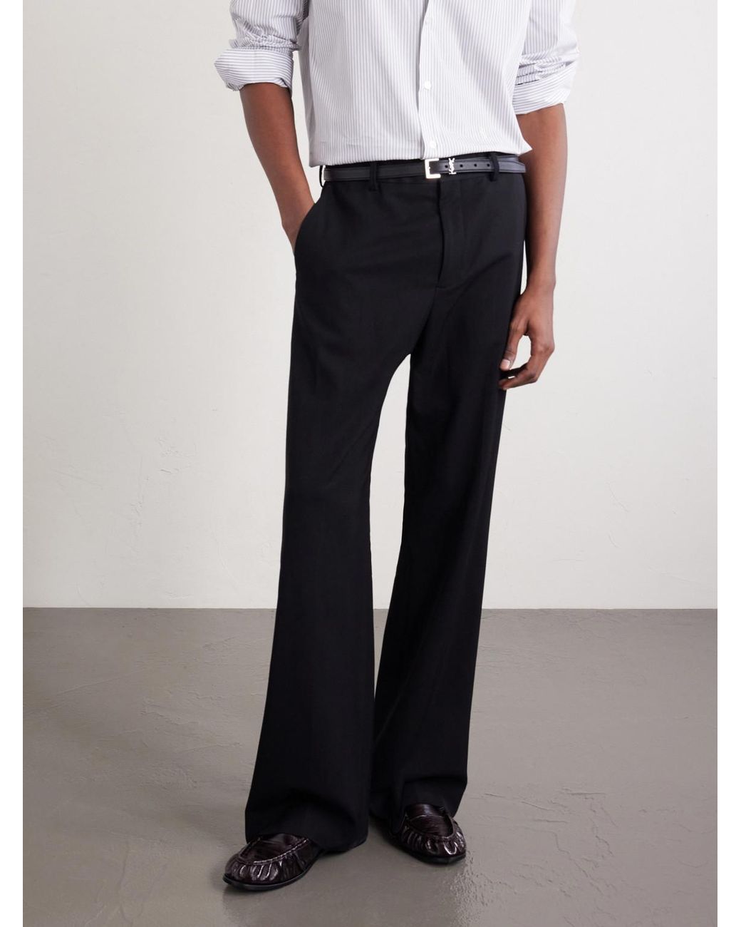Saint Laurent White Le Loafer Logo-Embellished Eel Mules for men