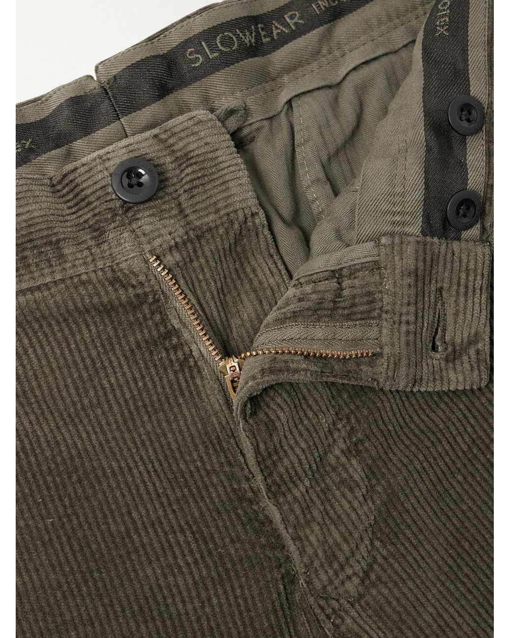 Slowear Gray Incotex Straight-Leg Cotton-Blend Corduroy Trousers for men