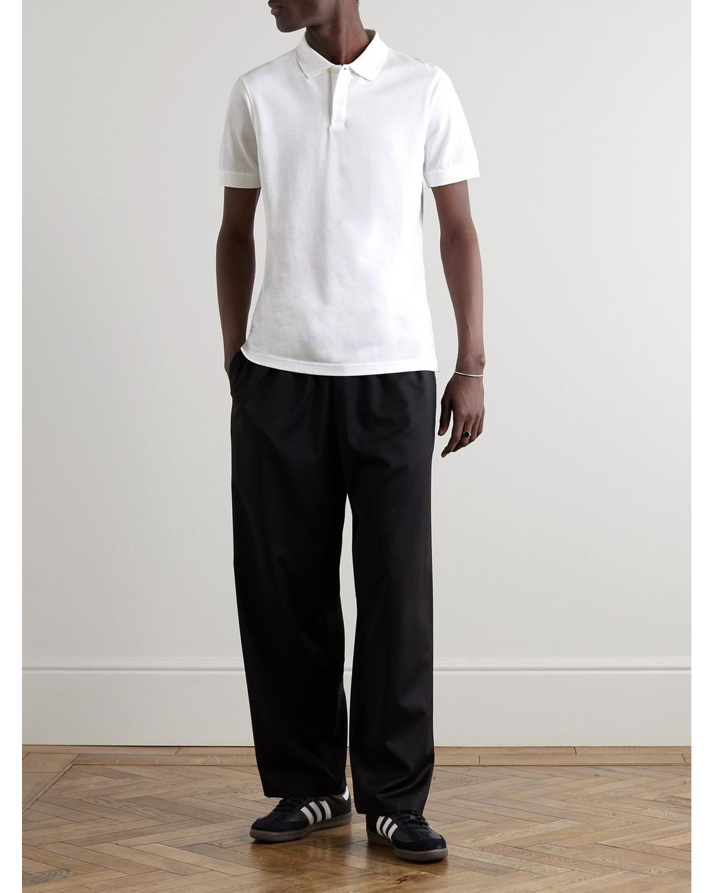 Sunspel White Cotton-Piqué Polo Shirt for men