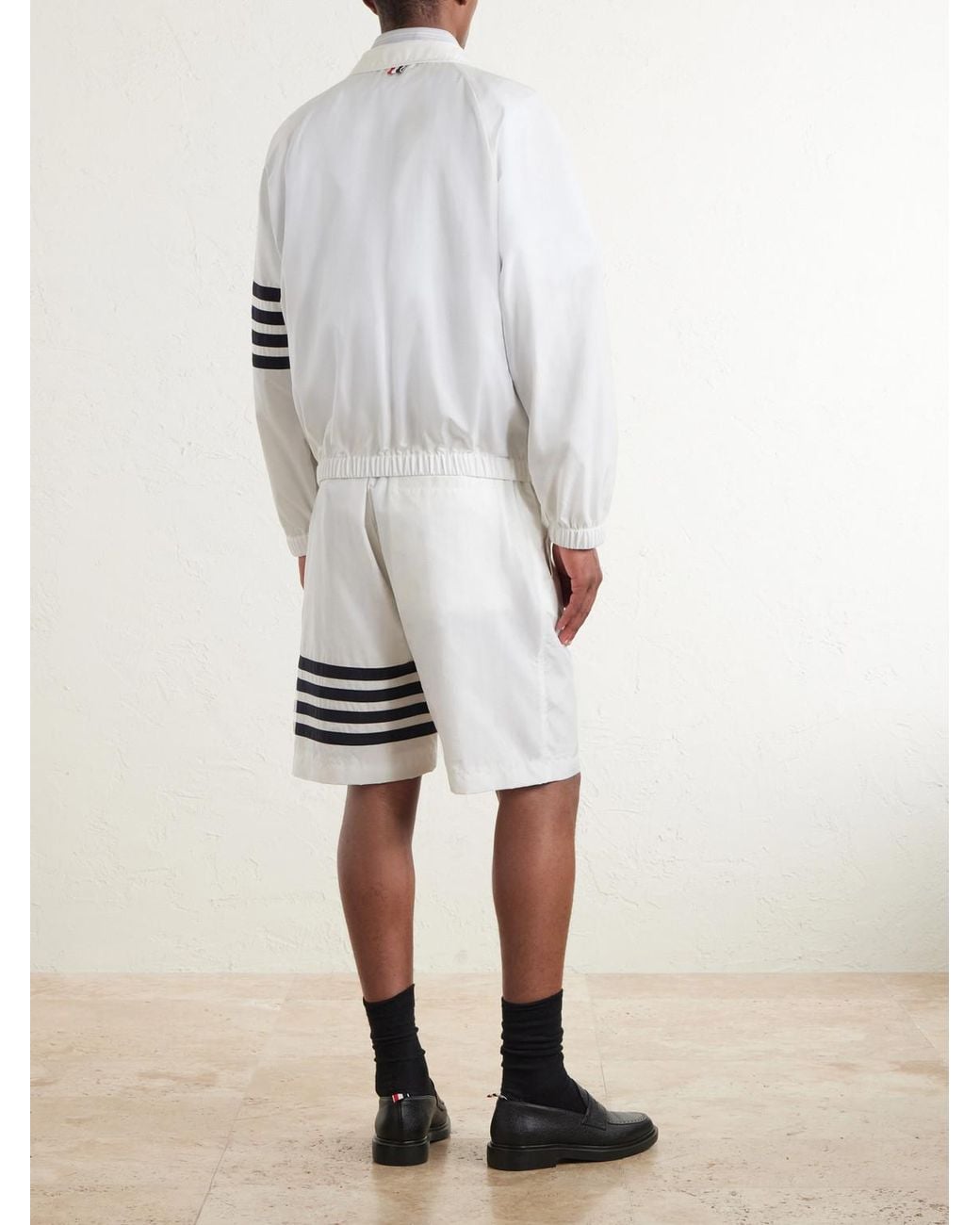 Thom Browne White Striped Ripstop Track Jacket for men