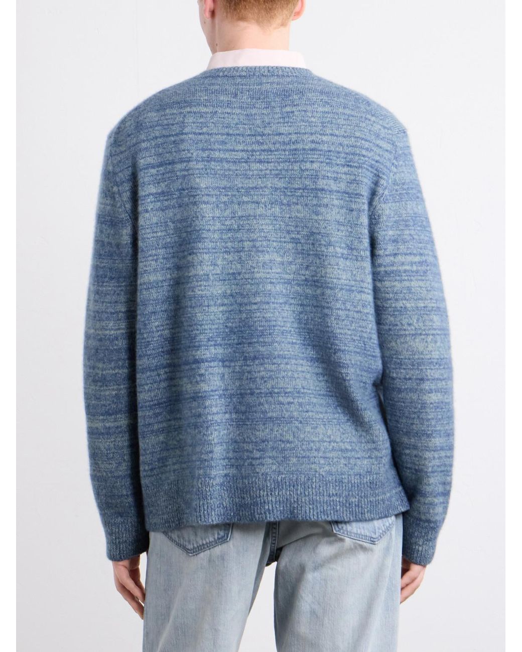 The Elder Statesman Blue Nimbus Striped Cashmere And Silk-blend Sweater for men