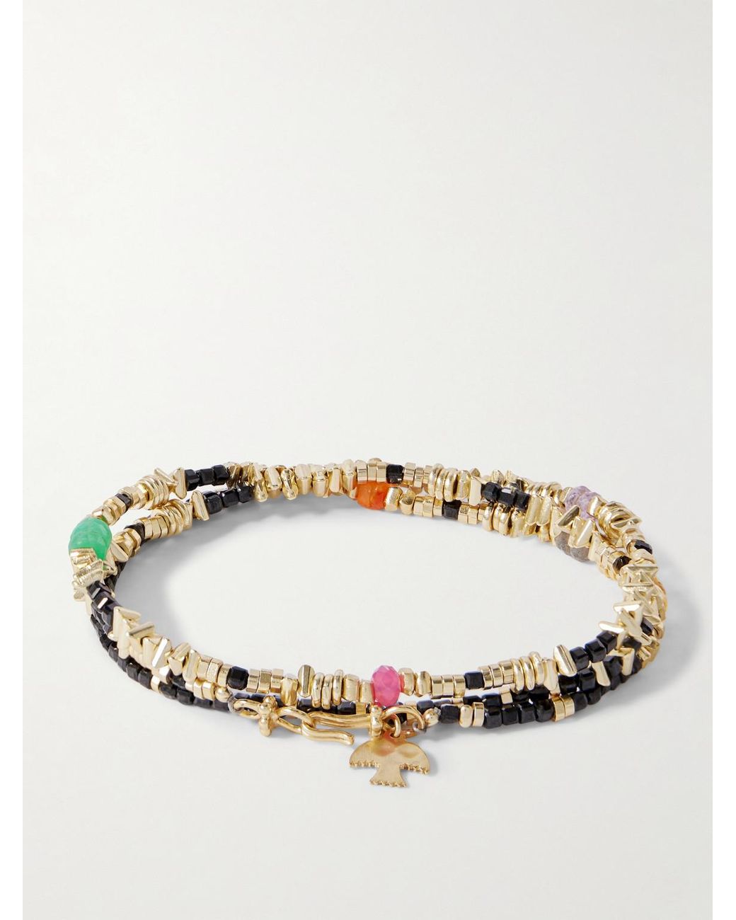 Peyote Bird Metallic Como 14-karat Gold-plated Multi-stone Beaded Bracelet for men