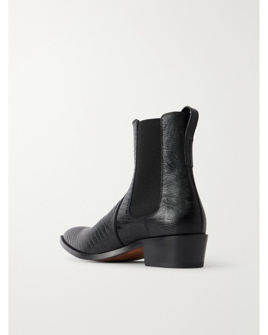 Tom Ford Black Dagger Lizard-Effect Leather Chelsea Boots for men