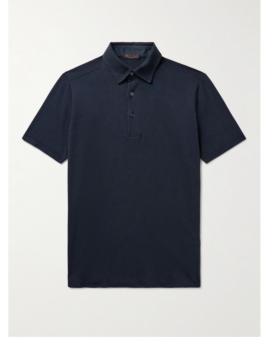 Loro Piana Blue Cotton-Piqué Polo Shirt for men