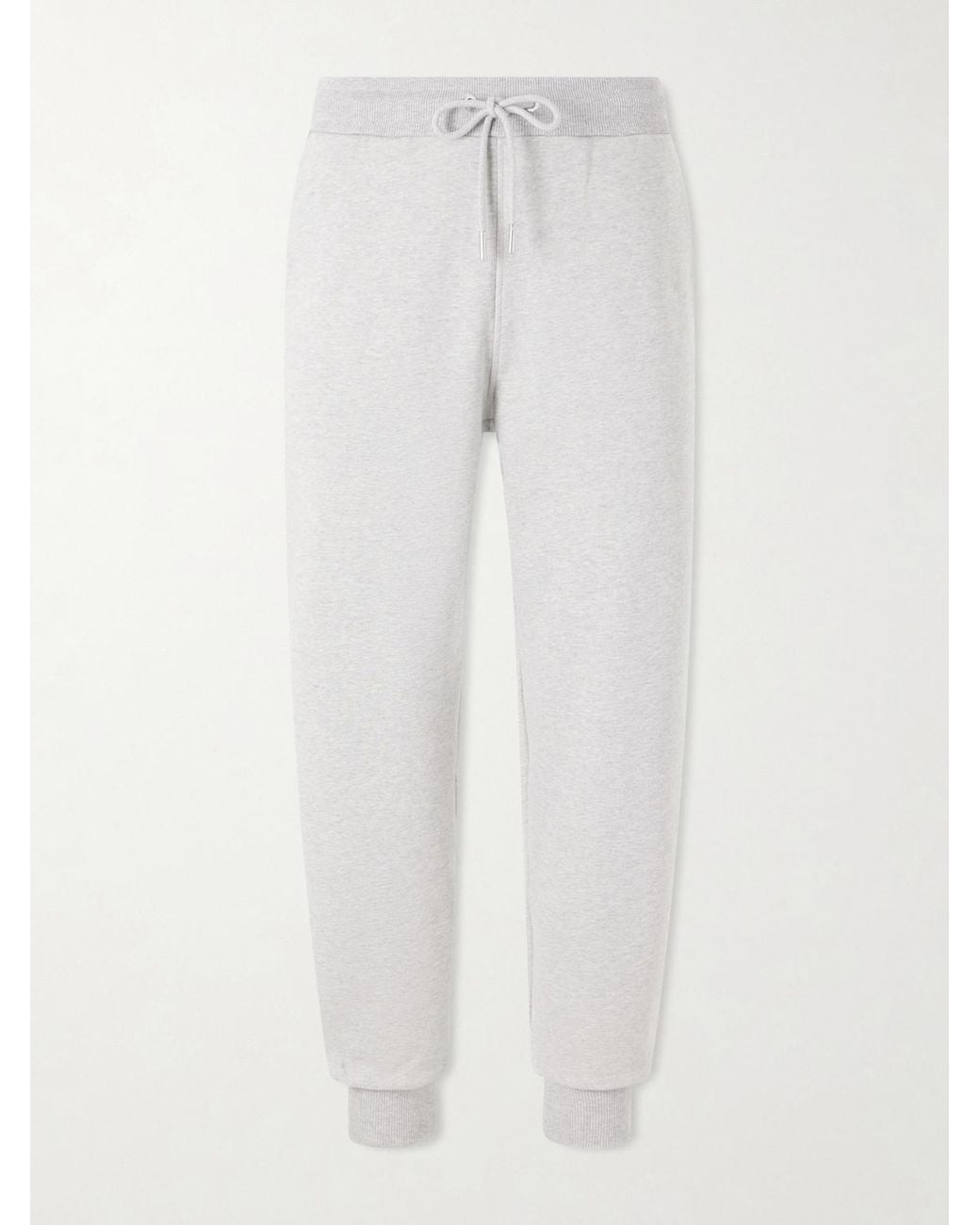 AMI White Logo-Embroidered Cotton-French Terry Sweatpants for men