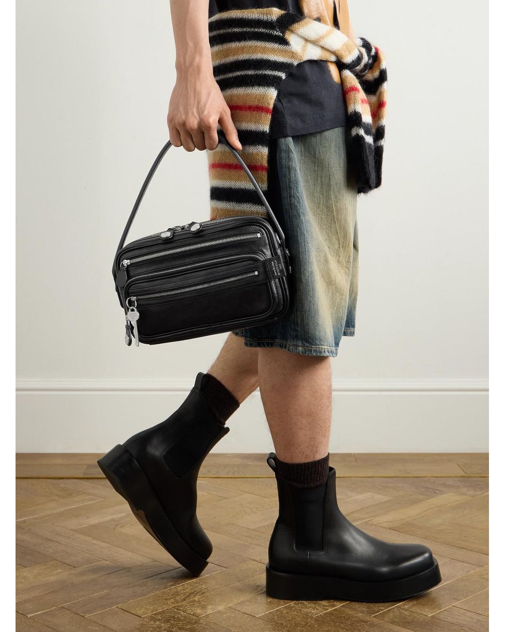 Acne Black Camero Small Textured-Leather Messenger Bag for men