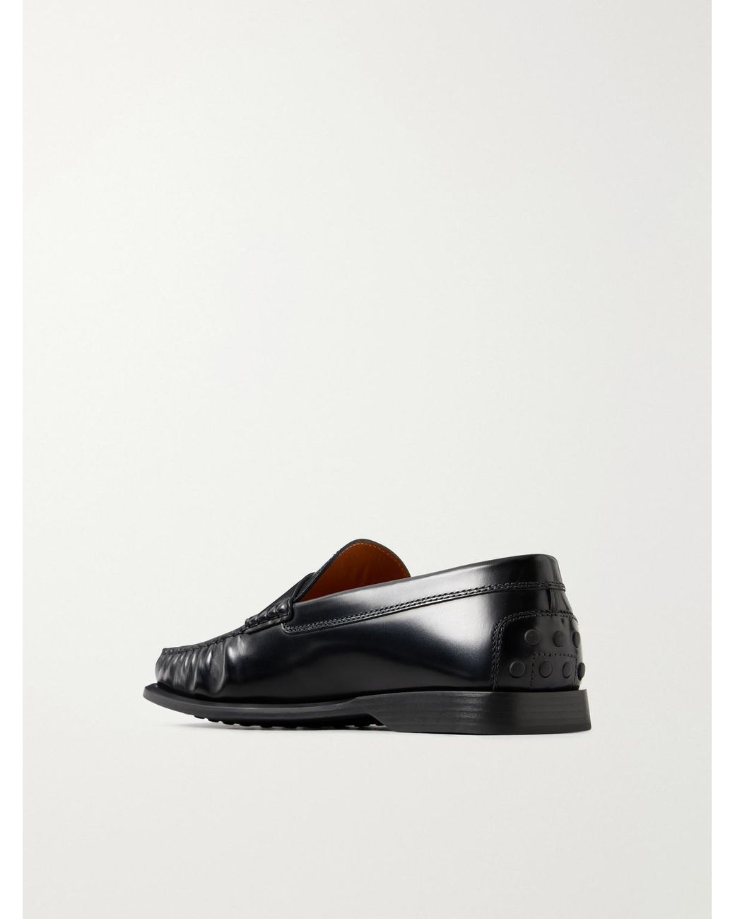 Tod's Black Logo-Debossed Gathered Leather Loafers for men