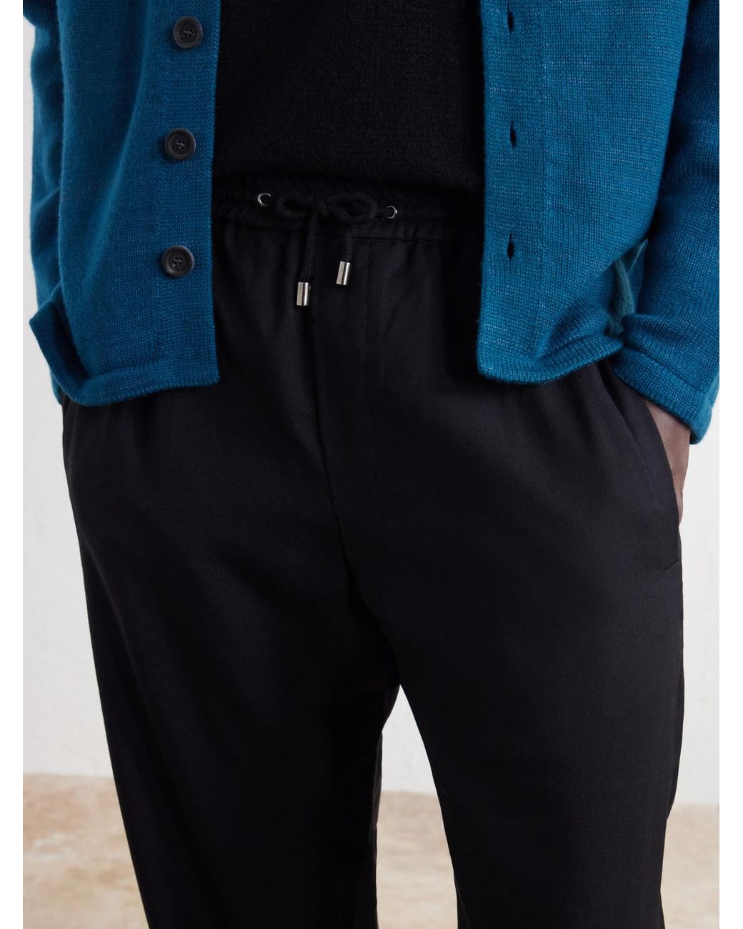God's True Cashmere Blue Straight-Leg Cashmere-Twill Drawstring Trousers for men