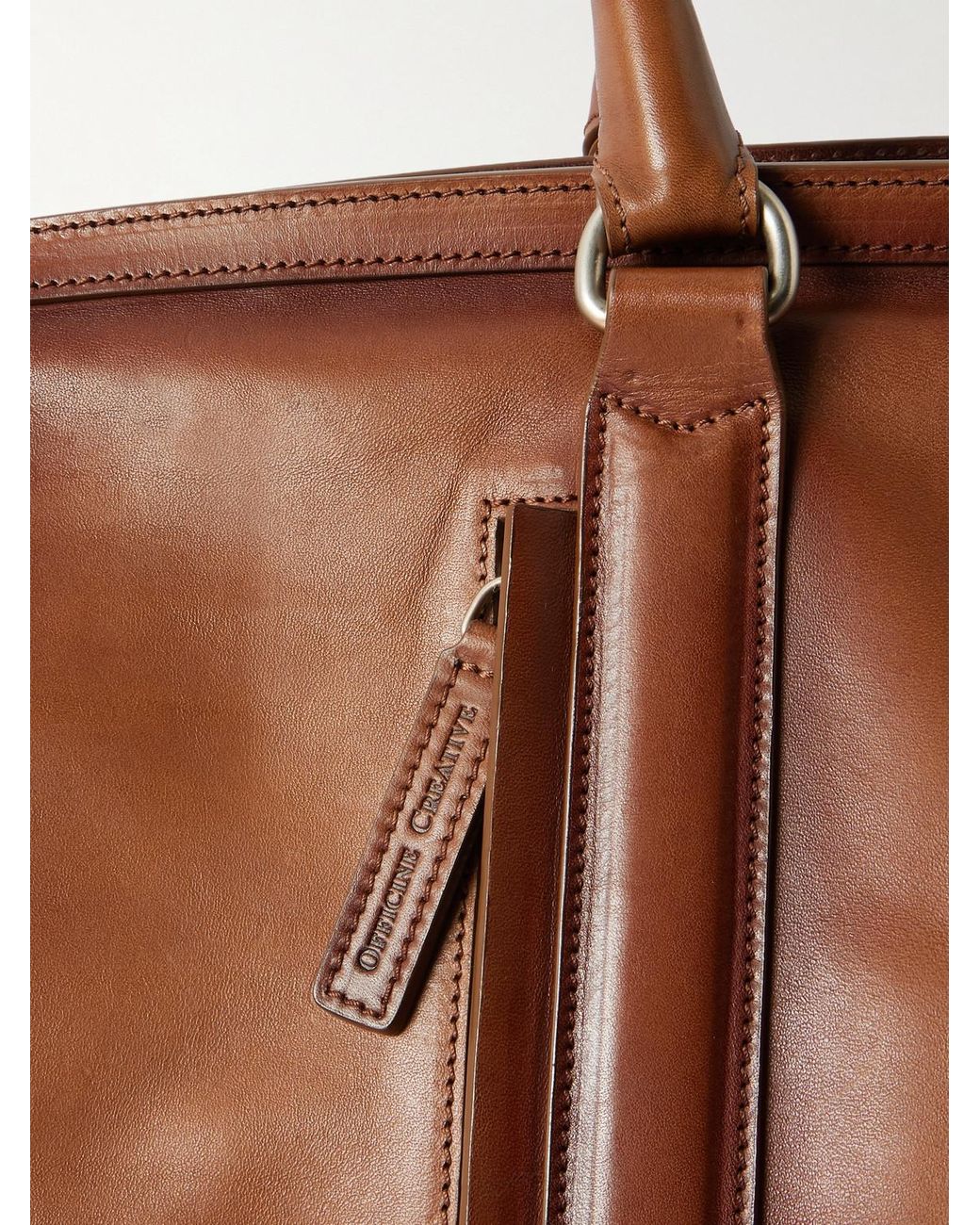 Officine Creative Brown Quentin 009 Leather Weekend Bag for men