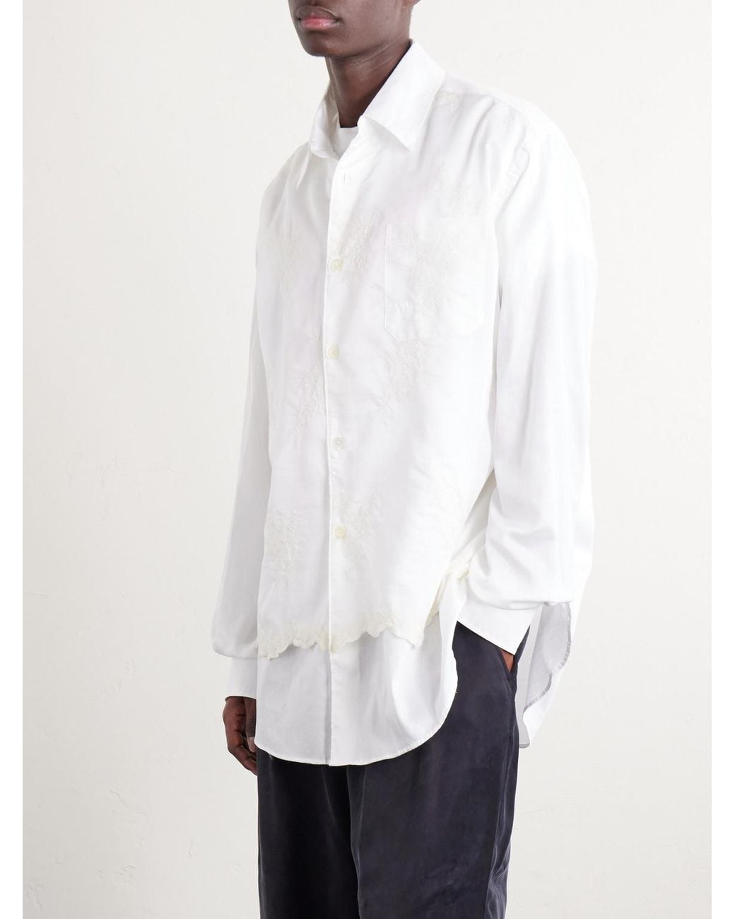 Our Legacy White Vast Layered Embroidered Cotton-poplin Shirt for men