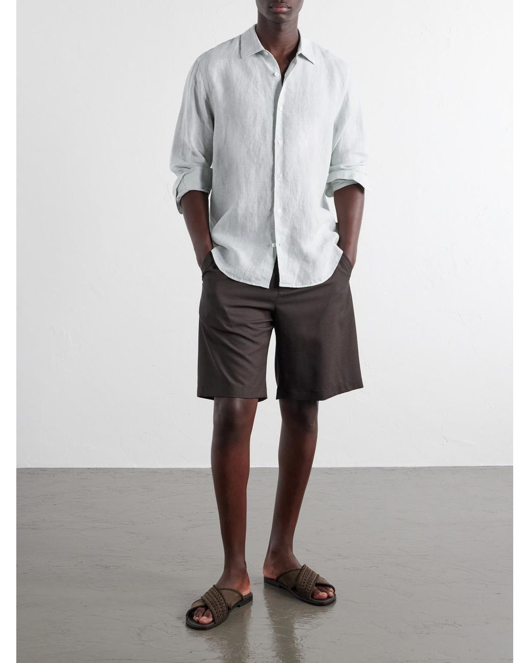Orlebar Brown White Giles Linen Shirt for men