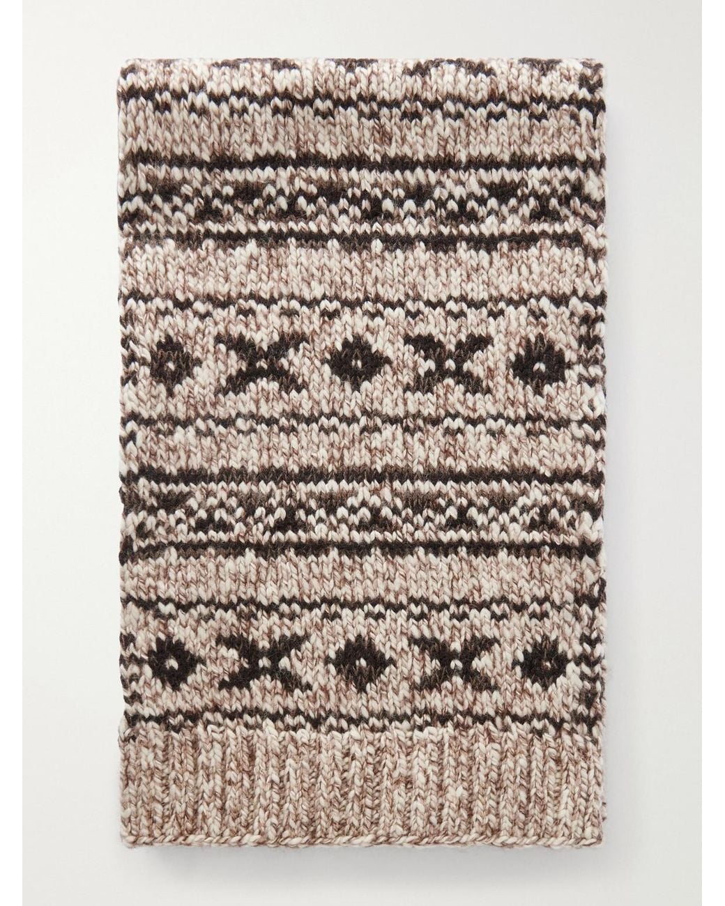 RRL Brown Fair Isle Wool-Blend Jacquard Scarf for men