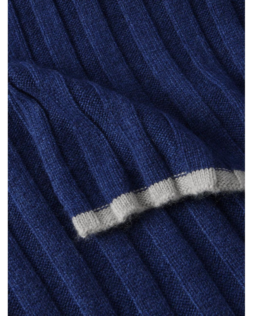 Ribbed Cashmere Scarf di Brunello Cucinelli in Blue da Uomo