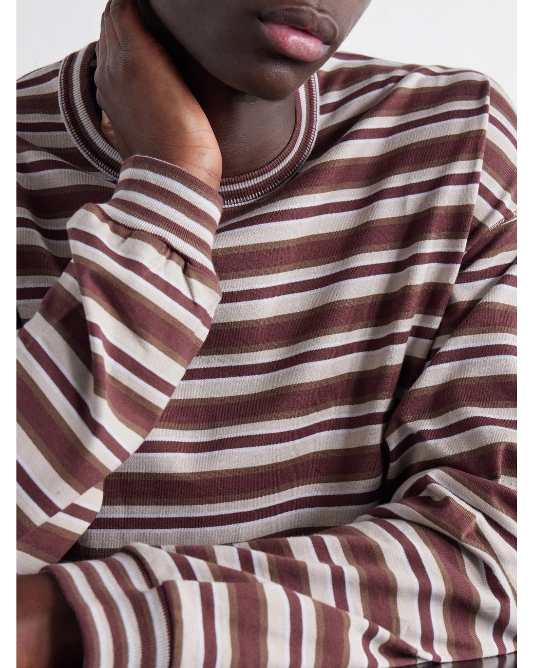 Comme des Garçons Red Striped Cotton-Jersey T-Shirt for men