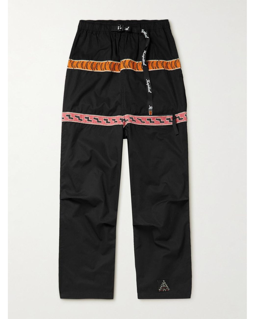 Kapital Wide-leg Appliquéd Cotton-twill Drawstring Trousers in