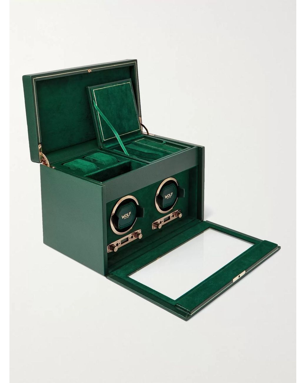 Wolf Green British Racing Pebble-Grain Vegan Leather Double Watch Winder for men
