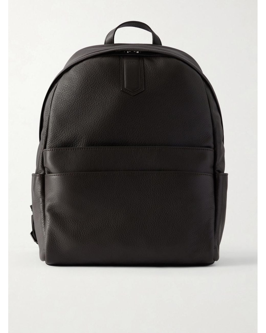 Canali Black Full-Grain Leather Backpack for men