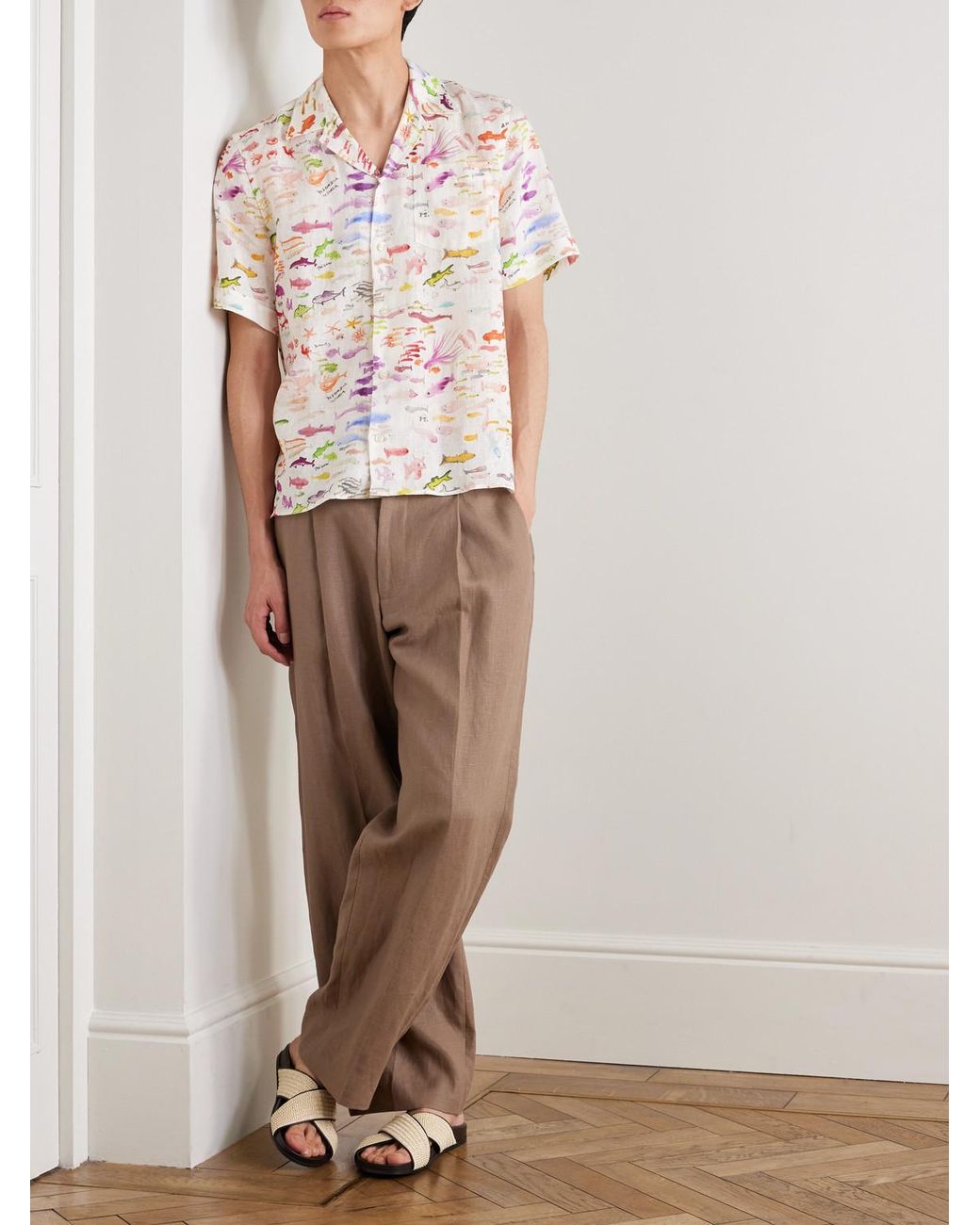 Vilebrequin Pink Fabrice Hybert Charli Printed Linen Shirt for men